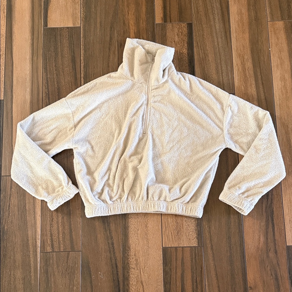 Urban Outfitters Cozy Cream Sherpa Half-Zip Pullover